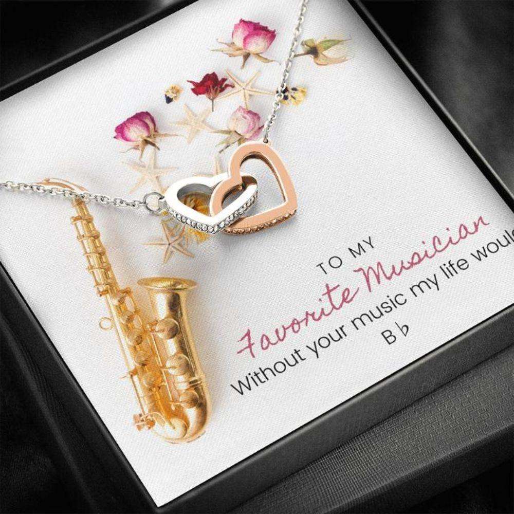 Friend Necklace, Musician Saxophone Necklace “ Gift Necklace With Message Card Gifts For Friend Rakva