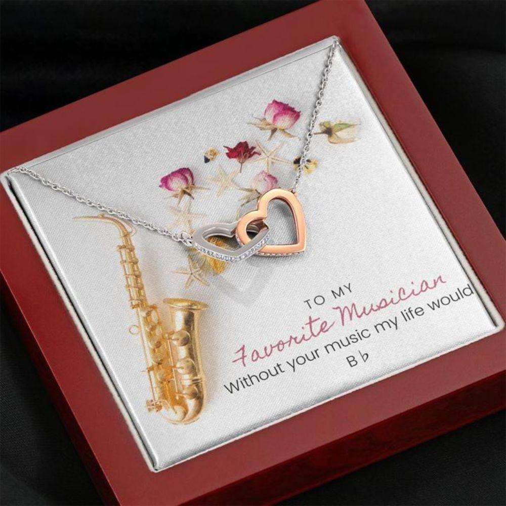 Friend Necklace, Musician Saxophone Necklace “ Gift Necklace With Message Card Gifts For Friend Rakva