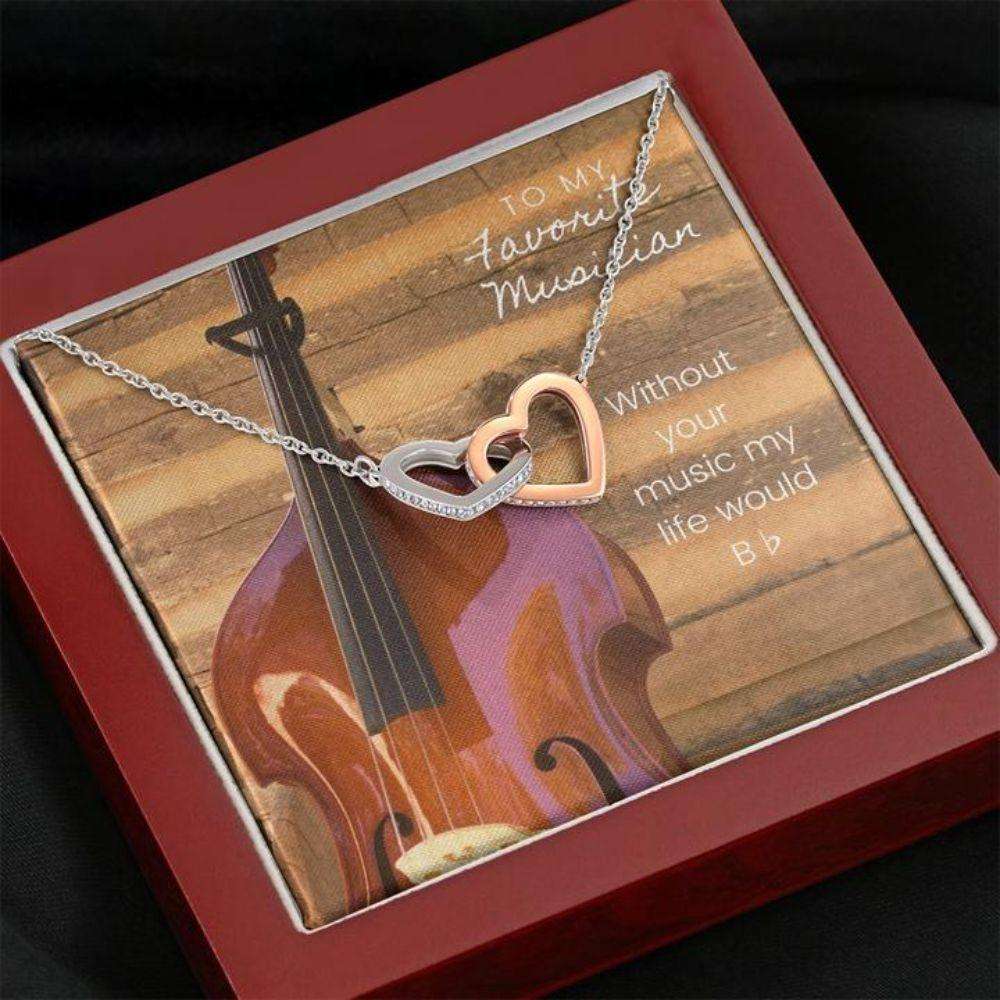 Friend Necklace, Musician Upright Bass Necklace “ Gift Necklace With Message Card Gifts For Friend Rakva