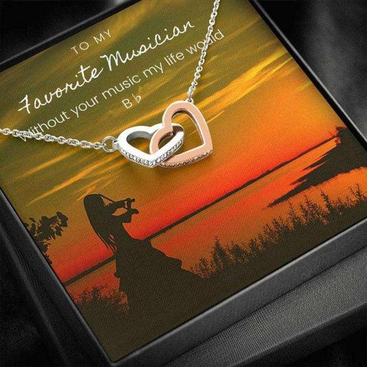 Friend Necklace, Musician Violin Silhouette Necklace “ Gift Necklace With Message Card Gifts For Friend Rakva