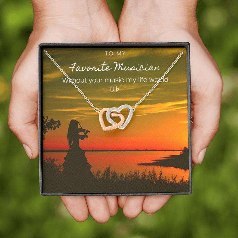 Friend Necklace, Musician Violin Silhouette Necklace “ Gift Necklace With Message Card Gifts For Friend Rakva