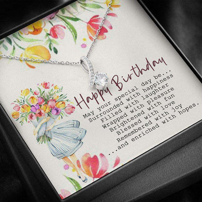 Friend Necklace, Necklace For Birthday “ Birthday Wish Message Card Gifts For Friend Rakva