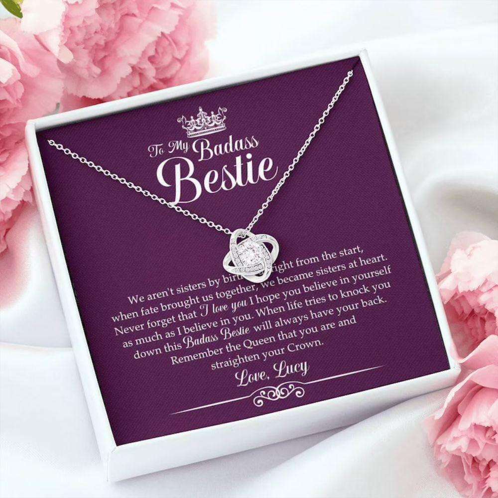 Friend Necklace, Personalized Necklace Badass Bestie Gift “ Straighten Your Crown Custom Name Gifts For Friend Rakva