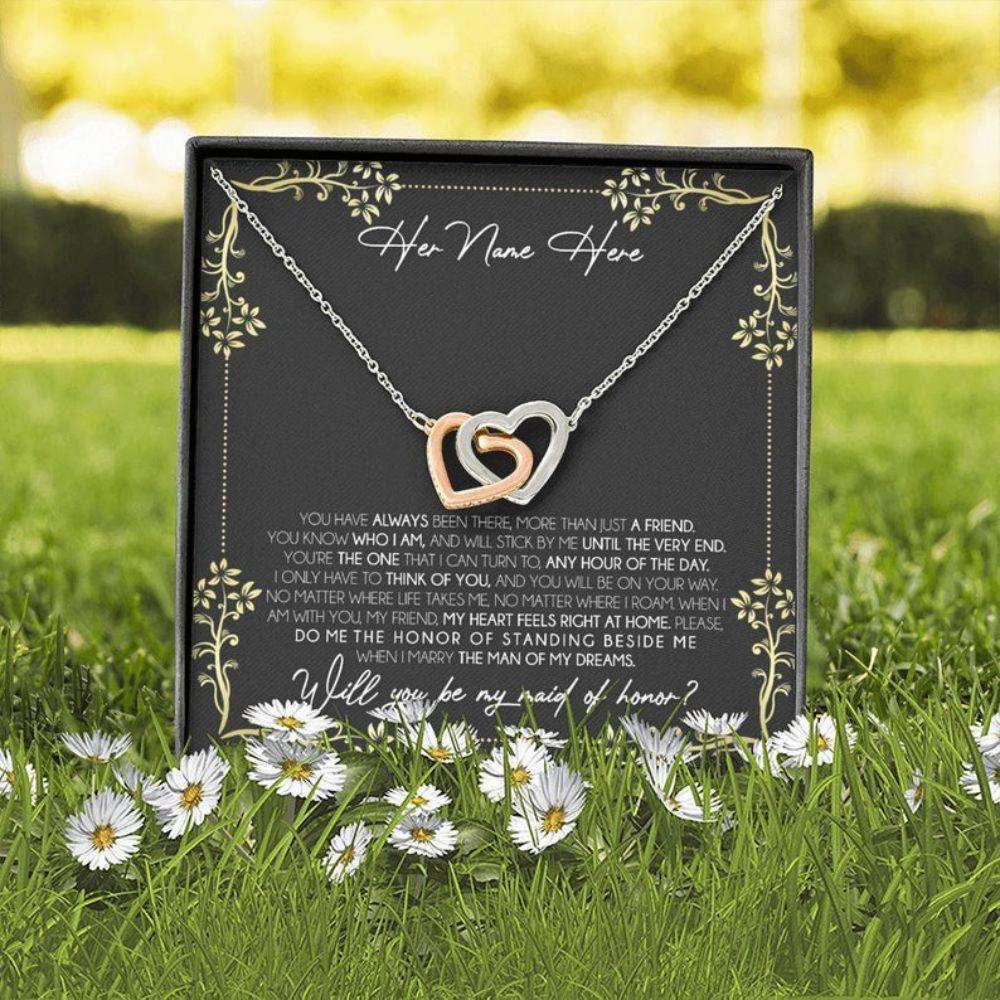 Friend Necklace, Personalized Necklace Maid Of Honor Gift, Matron Of Honor Proposal, Wedding Custom Name Gifts For Friend Rakva