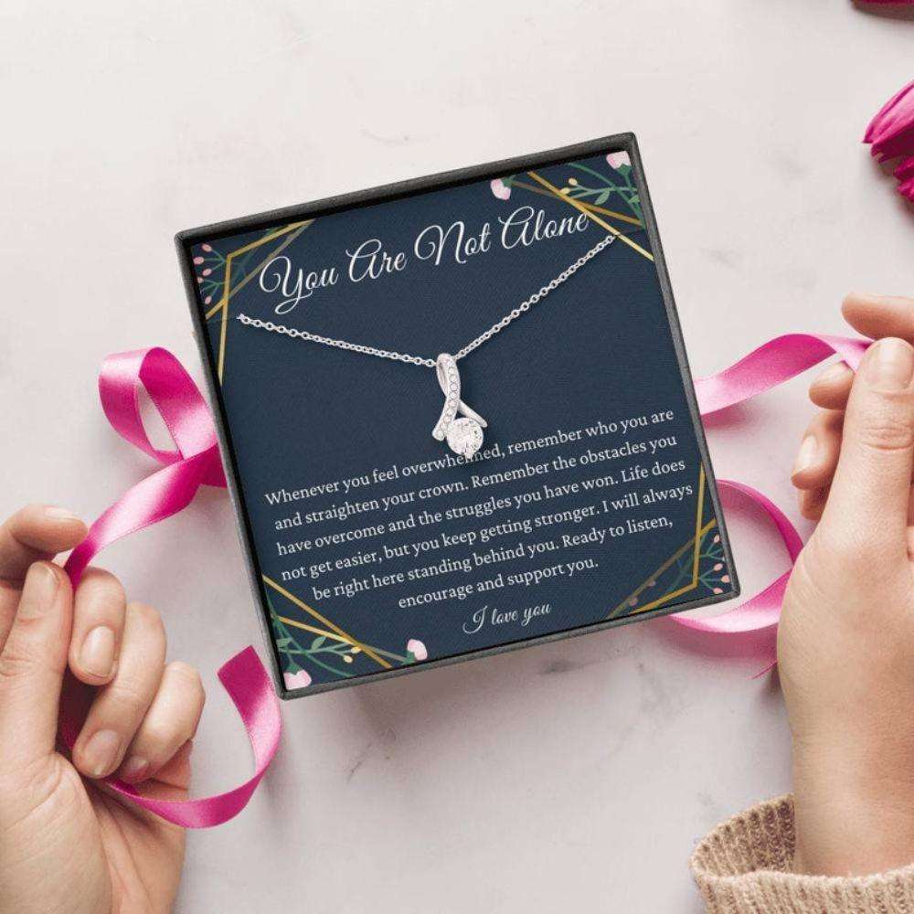 Friend Necklace, Petit Ribbon, You Are Not Alone Necklace, Cancer Support Gift Survivor Inspirational Gift, Miscarriage Gift Sick Friend Gifts For Friend Rakva