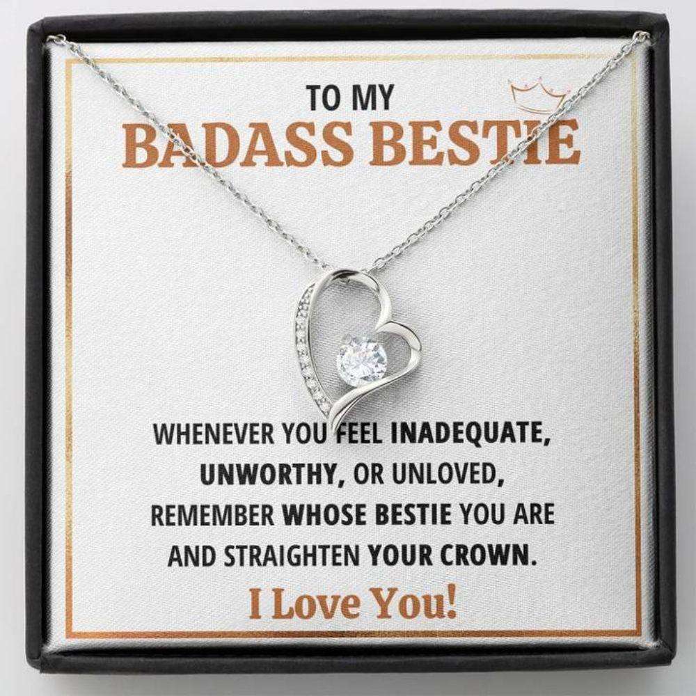 Friend Necklace, Sister Necklace, To My Badass Bestie Crown Heart Necklace Best Friend Sister Gift Gifts For Friend Rakva