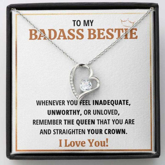 Friend Necklace, Sister Necklace, To My Badass Bestie Queen Heart Necklace Best Friend Sister Gift Gifts For Friend Rakva