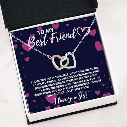 Friend Necklace, Sister Necklace, To My Best Friend Bff Soul Sister Interlocking Heart Necklace Gift Gifts For Friend Rakva