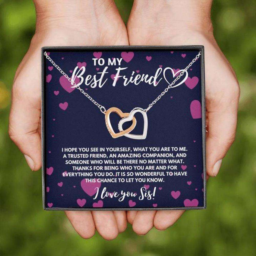 Friend Necklace, Sister Necklace, To My Best Friend Bff Soul Sister Interlocking Heart Necklace Gift Gifts For Friend Rakva