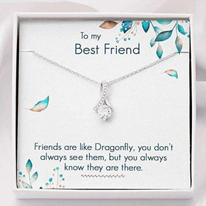 Friend Necklace, Sister Necklace, To My Best Friend Necklace “ Friend Are Like Dragonfly You Don’T Always See Gifts For Friend Rakva