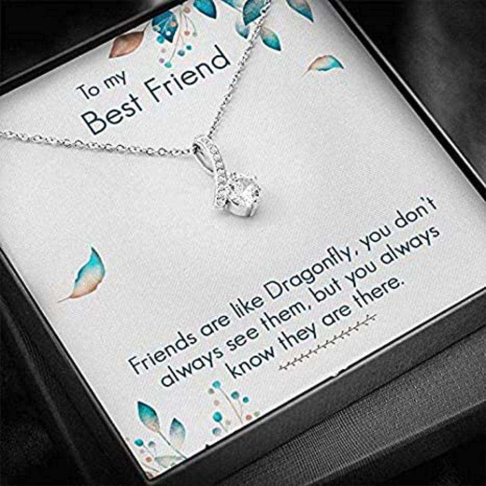 Friend Necklace, Sister Necklace, To My Best Friend Necklace “ Friend Are Like Dragonfly You Don’T Always See Gifts For Friend Rakva