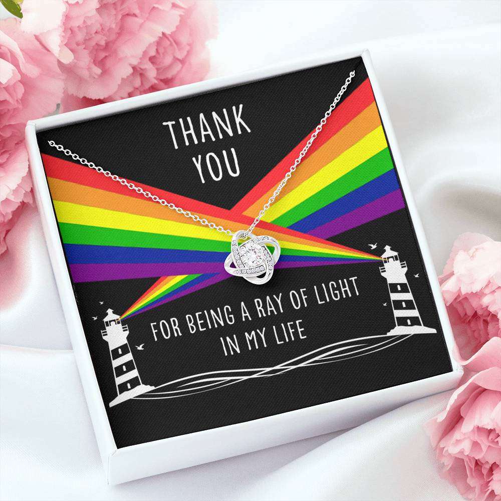 Friend Necklace, Thank You For Being A Ray Of Light In My Life “ Lesbian Gay Lgbtq Love Knot Necklace Friendship Day Rakva