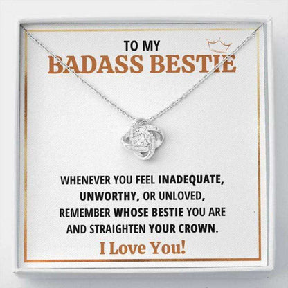 Friend Necklace, To My Badass Bestie Crown Love Knot Necklace Best Friend Sister Gift Gifts For Friend Rakva