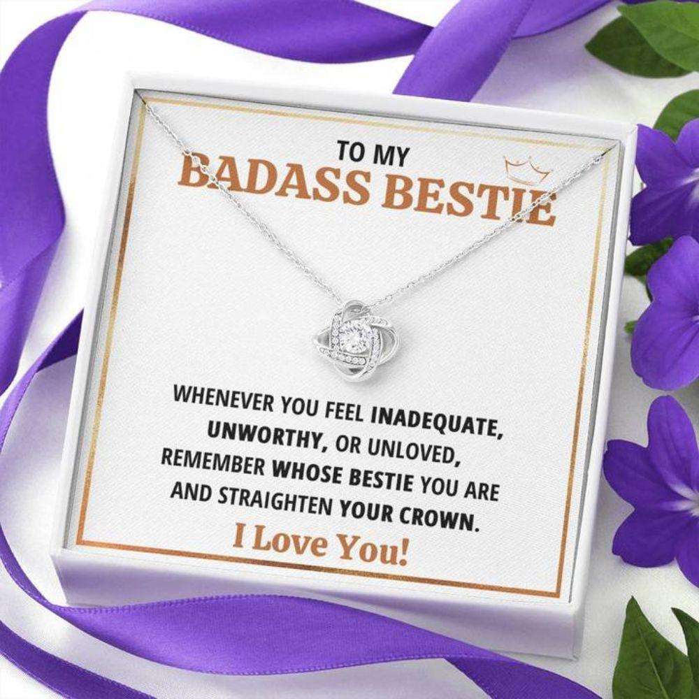 Friend Necklace, To My Badass Bestie Crown Love Knot Necklace Best Friend Sister Gift Gifts For Friend Rakva