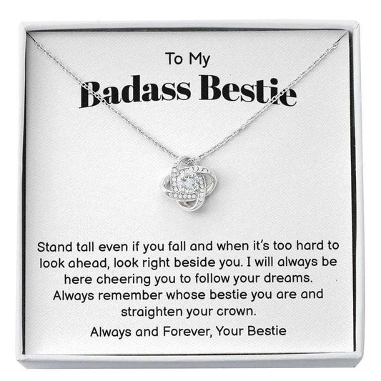 Friend Necklace, To My Badass Bestie Necklace, Best Friend Gift Necklace, Bff Necklace, Friendship Gift, Friendship Love Knot Necklace Friendship Day Rakva