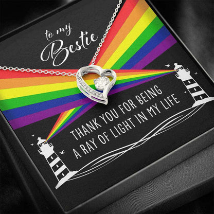 Friend Necklace, To My Bestie A Ray Of Light In My Life “ Lesbian Gay Lgbtq Forever Love Necklace Gifts For Friend Rakva