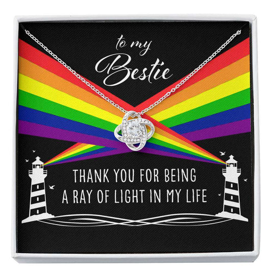 Friend Necklace, To My Bestie A Ray Of Light In My Life “ Lesbian Gay Lgbtq Love Knot Necklace Friendship Day Rakva