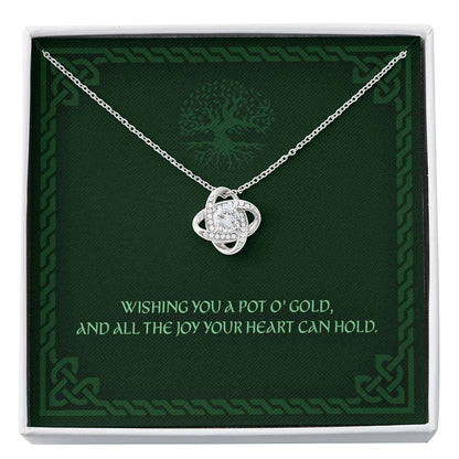 Friend Necklace, Wishing You A Pot Of Gold “ Any Occasion Irish Blessing Love Knot Necklace Friendship Day Rakva
