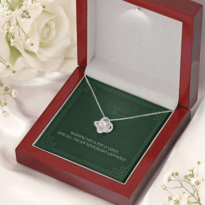 Friend Necklace, Wishing You A Pot Of Gold “ Any Occasion Irish Blessing Love Knot Necklace Friendship Day Rakva