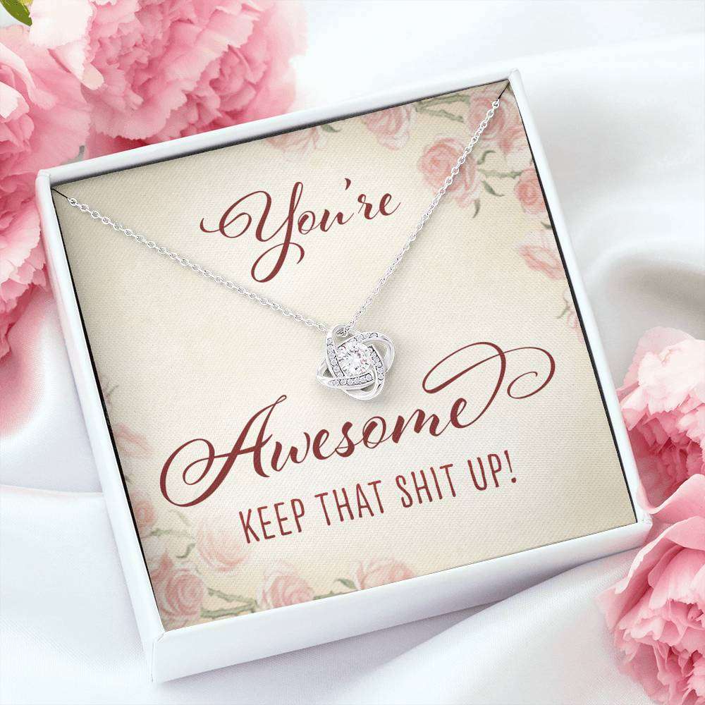 Friend Necklace, You Are Awesome “ Love Knot Necklace Friendship Day Rakva