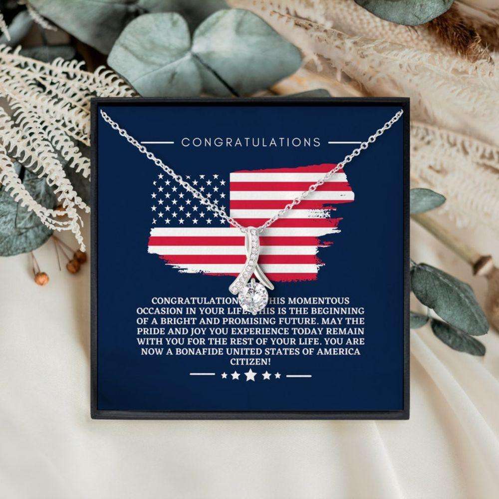 Friend Necklace,American Citizenship Necklace Gift, Citizenship Gifts, Us Citizen Gift, Naturalization Citizanship Gift Gifts For Friend Rakva