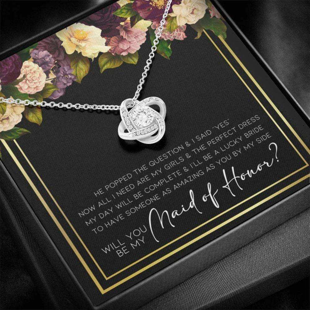 Friend Necklace,Maid Of Honor Proposal Necklace, Will You Be My Maid Of Honor Love Knot Necklace Gifts For Friend Rakva