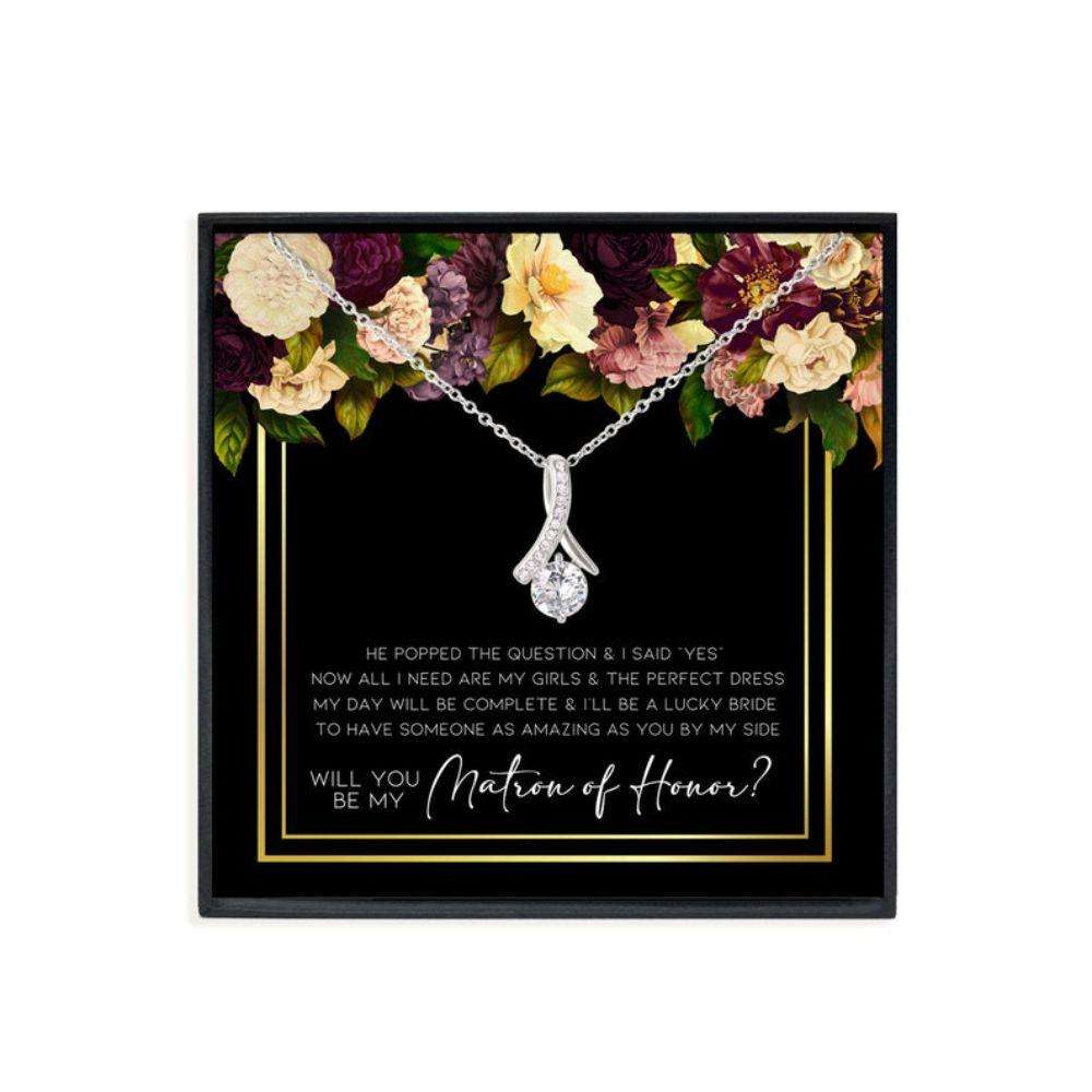 Friend Necklace,Matron Of Honor Proposal, Will You Be My Matron Of Honor Beauty Necklace Gifts For Friend Rakva