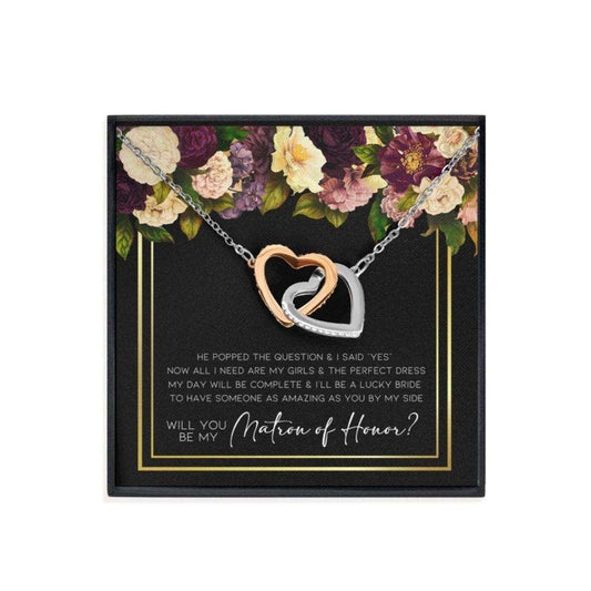 Friend Necklace,Matron Of Honor Proposal, Will You Be My Matron Of Honor Hearts Necklace Gifts For Friend Rakva