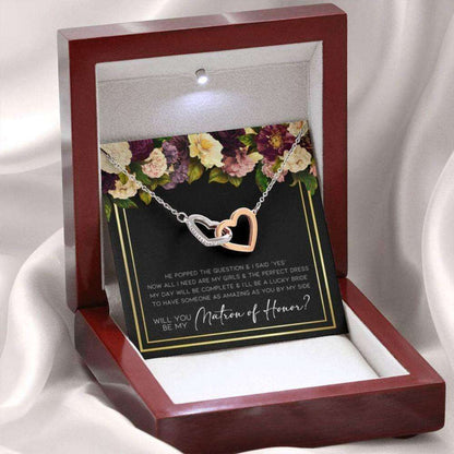 Friend Necklace,Matron Of Honor Proposal, Will You Be My Matron Of Honor Hearts Necklace Gifts For Friend Rakva