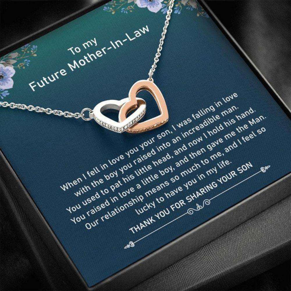 Future Mother-In-Law Necklace, Future Mother In Law “ Raised Incredible Man Interlocking Heart Necklace Gifts for Mother In Law Rakva