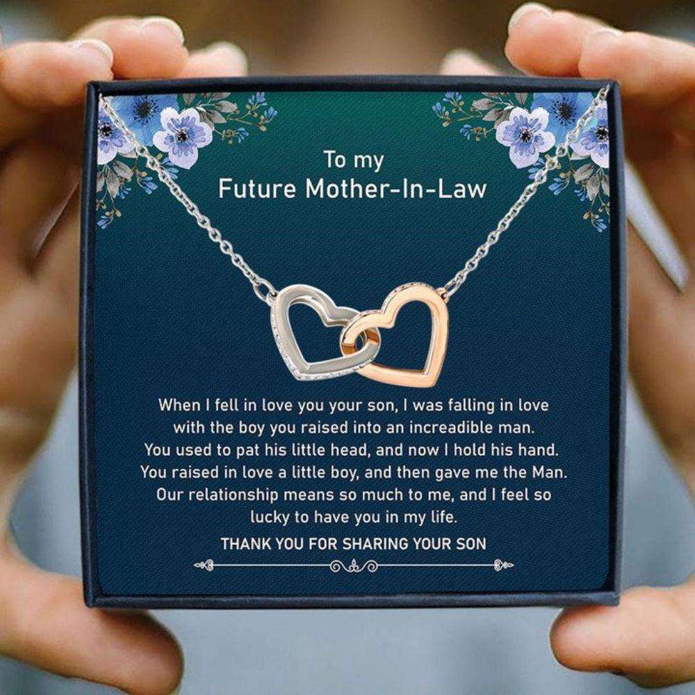 Future Mother-In-Law Necklace, Future Mother In Law “ Raised Incredible Man Interlocking Heart Necklace Gifts for Mother In Law Rakva