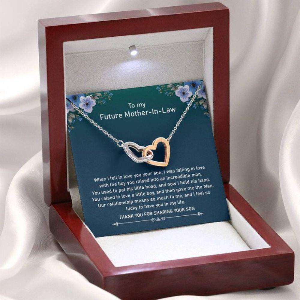 Future Mother-In-Law Necklace, Future Mother In Law “ Raised Incredible Man Interlocking Heart Necklace Gifts for Mother In Law Rakva