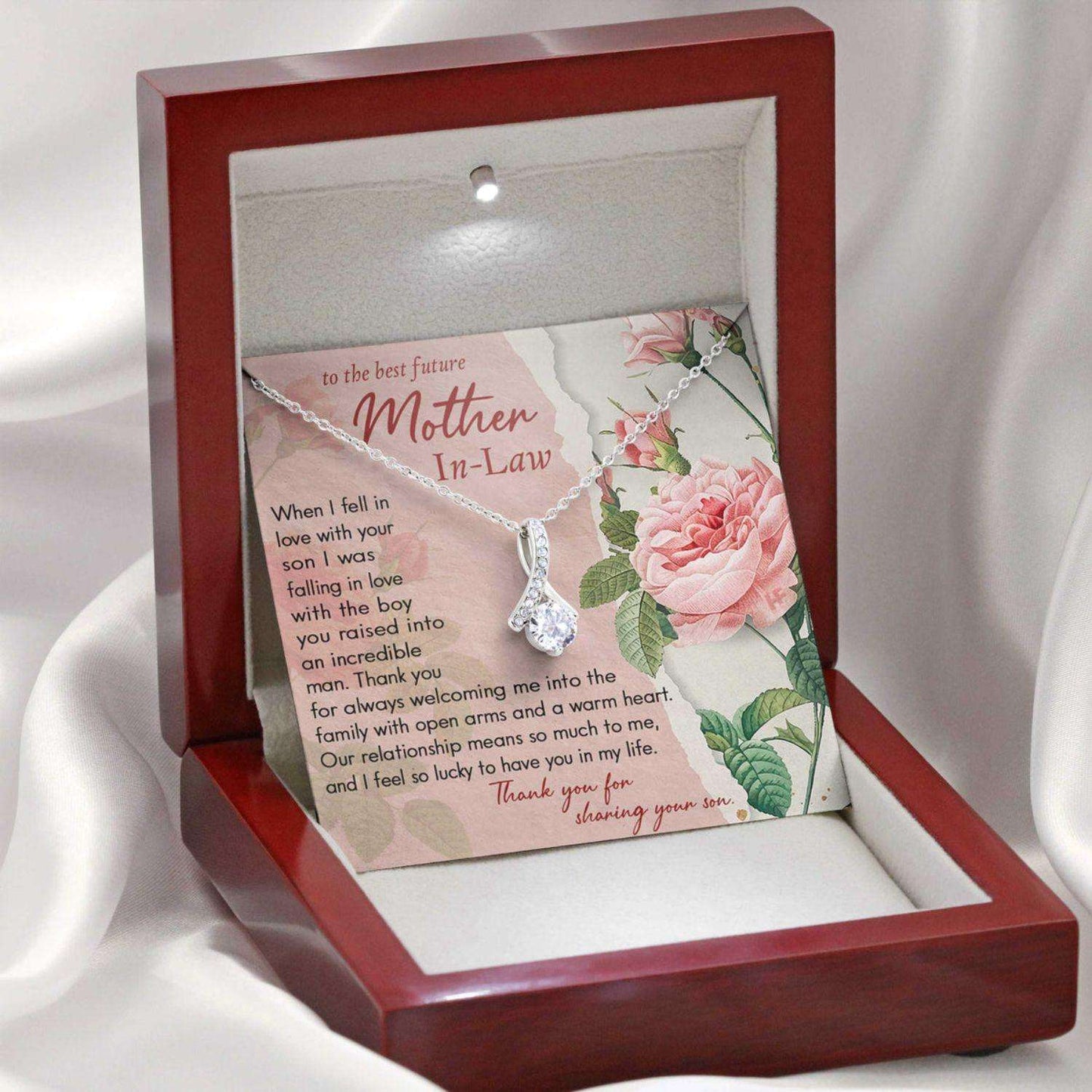 Future Mother In Law Necklace, Gift For Mother’S Day From Daughter, Message Card Beauty Necklace Gifts For Daughter Rakva