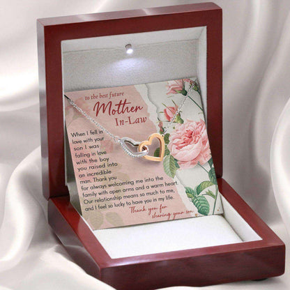 Future Mother In Law Necklace, Gift For Mother’S Day From Daughter, Message Card Hearts Necklace Gifts For Daughter Rakva