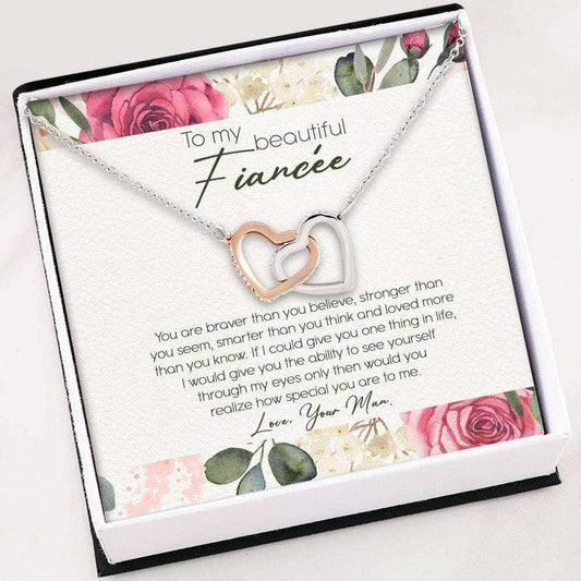 Future Wife Necklace, Fiancee Gift For Her “ To My Future Wife Interlocking Hearts Necklace With Gift Box For Karwa Chauth Rakva