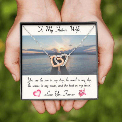 Future Wife Necklace “ Necklace For Fianc� “ Gift With Message Card To My Future Wife “ Hands Over Ocean Gifts For Friend Rakva