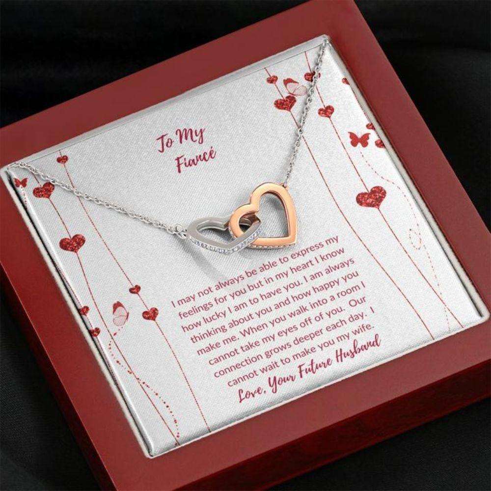 Future Wife Necklace “ Necklace For Fianc� “ Gift With Message Card Valentine’S To Fiance Heart Flowers For Karwa Chauth Rakva