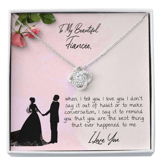 Future Wife Necklace, To My Beautiful Fiancee Love Knot Necklace Gift For Bride Rakva