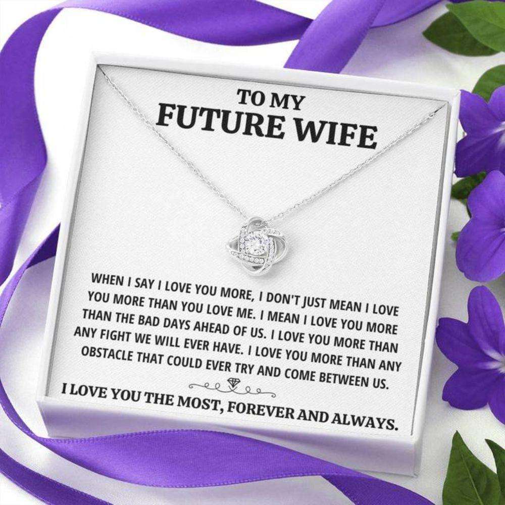 Future Wife Necklace, To My Future Wife The Most “ White Love Knot Necklace Gift For Karwa Chauth Rakva