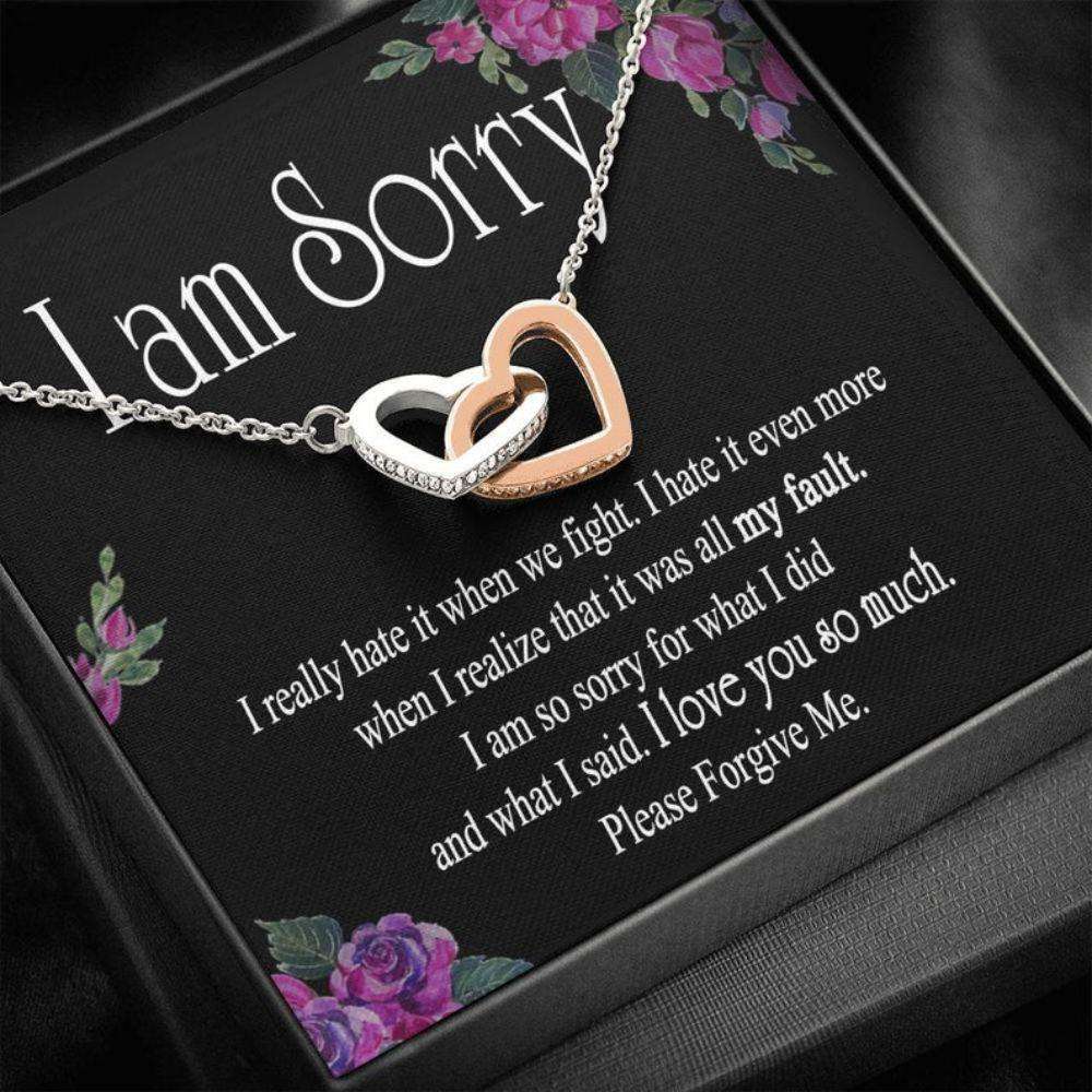 Girlfriend Necklace, Apology Gift For Her, Girlfriend Apologygift, Interlocking Heart Necklace, Forgiveness Gift, Sorry Gift For Wife Gifts For Friend Rakva