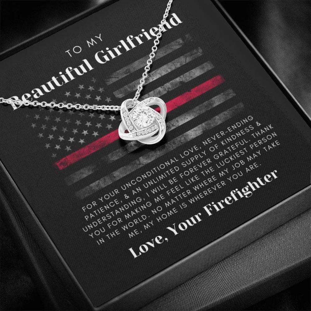 Girlfriend Necklace, Cz Love Knot Necklace For Firefighter Girlfriend, Fire Fighter Girlfriend Birthday Necklace Gift For Bride Rakva