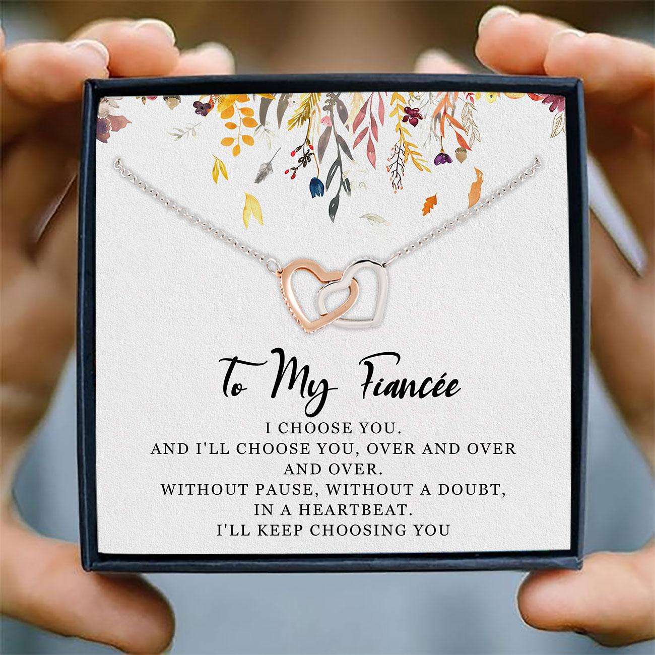 Girlfriend Necklace, Fianc�E Necklace “ To My Fianc�E Necklace Card Message “ Interlocking Hearts Necklace, Jewelry For Wife For Karwa Chauth Rakva