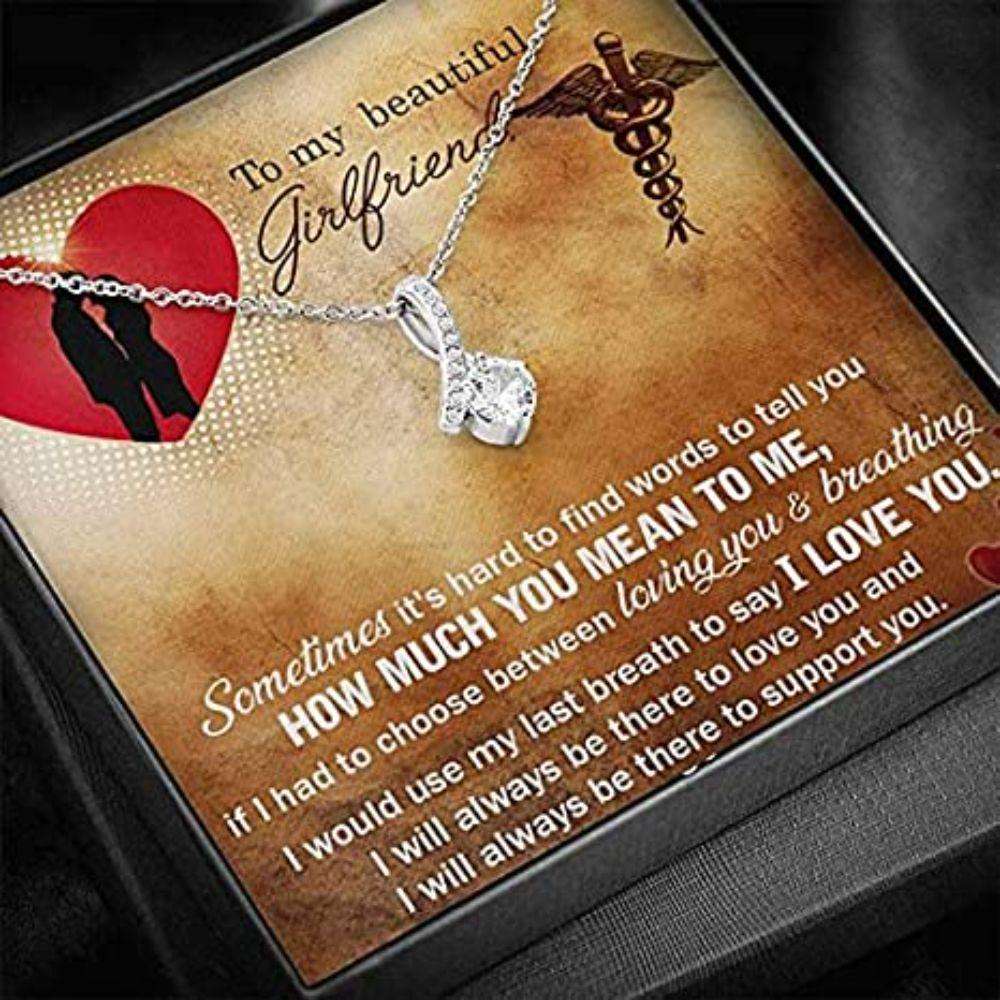 Girlfriend Necklace, Future Wife Necklace, To My Beautiful Girlfriend Necklace Gift “ My Last Breath To Say I Love You Gifts For Friend Rakva