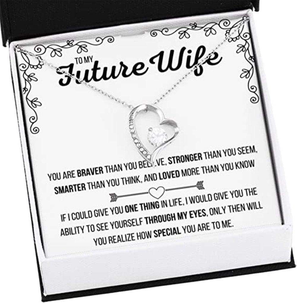 Girlfriend Necklace, Future Wife Necklace, To My Future Wife Loved More Than You Know” Necklace. Gift For Fiance Or Girlfriend. Soulmate For Karwa Chauth Rakva