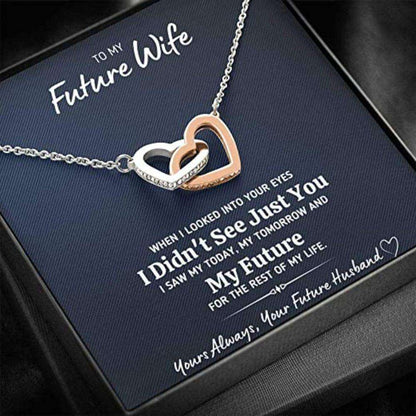 Girlfriend Necklace, Future Wife Necklace, To My Future Wife Œlooked Into Your Eyes” Necklace Gift For Future Wife, Fiance Or Girlfriend For Karwa Chauth Rakva