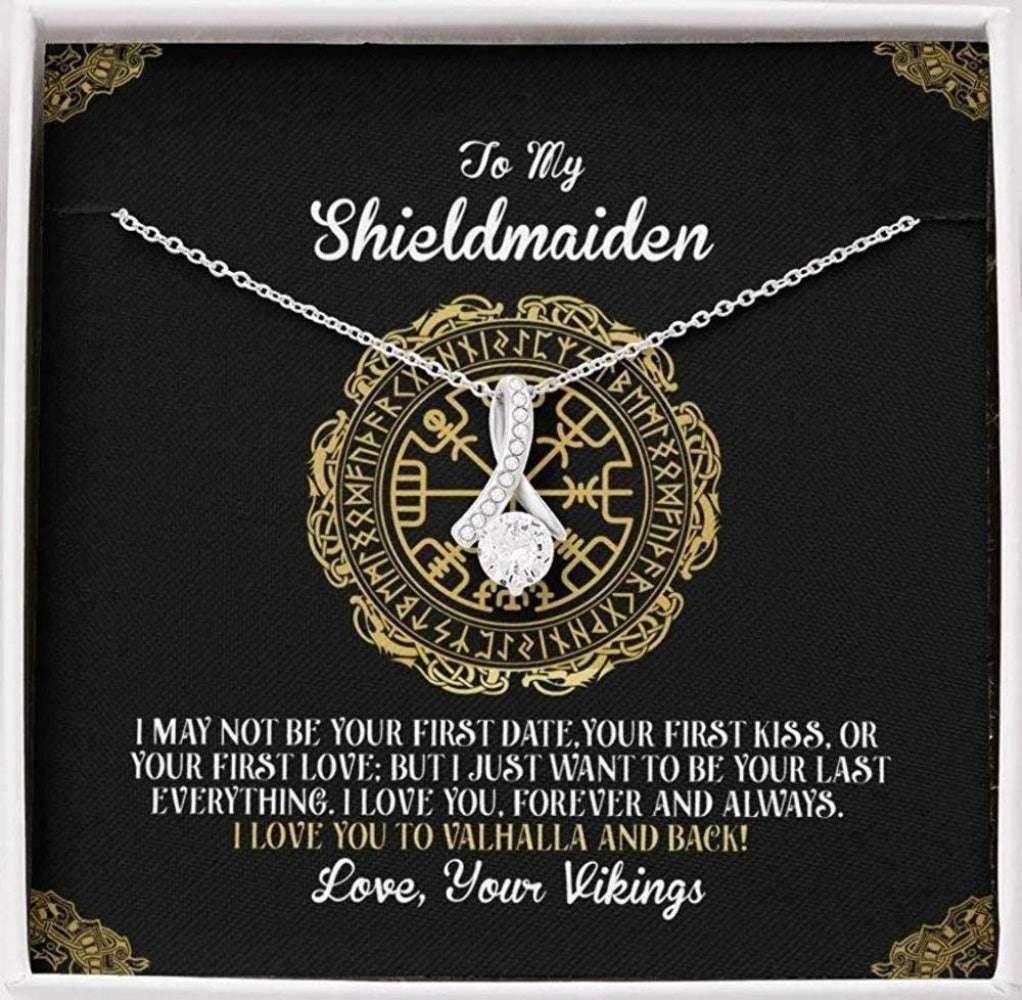 Girlfriend Necklace, Future Wife Necklace, Wife Necklace, To My Shieldmaiden Necklace Gift “ Love You To Valhalla And Back, Viking For Karwa Chauth Rakva