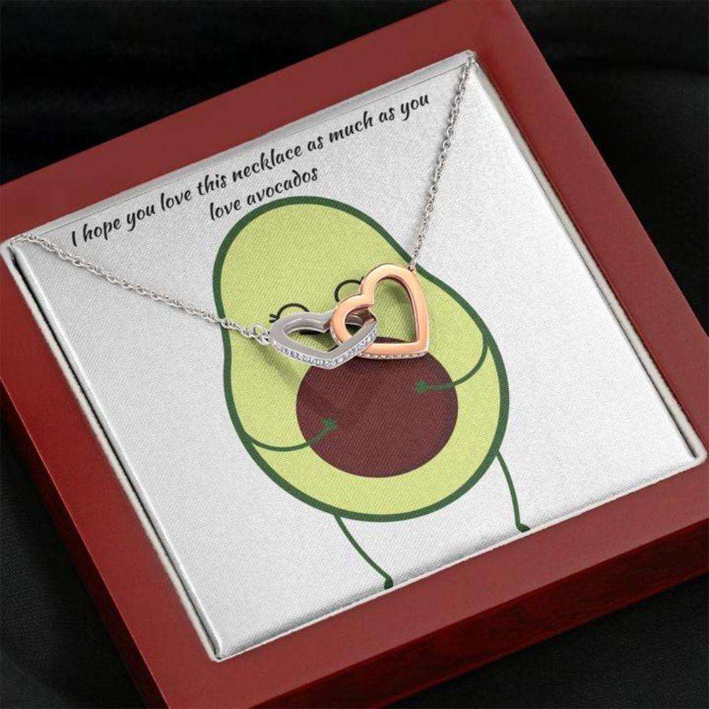 Girlfriend Necklace, Gift Necklace With Message Card Avocado Heart Necklace Gifts For Friend Rakva