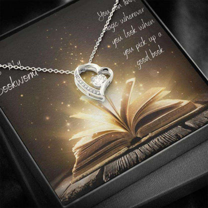 Girlfriend Necklace, Gift Necklace With Message Card Book Lover Heart Necklace Gifts For Friend Rakva