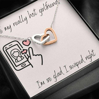 Girlfriend Necklace, Gift Necklace With Message Card To Girlfriend Swiped Right Gifts For Friend Rakva