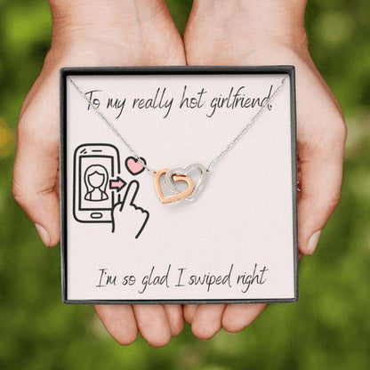 Girlfriend Necklace, Gift Necklace With Message Card To Girlfriend Swiped Right Gifts For Friend Rakva